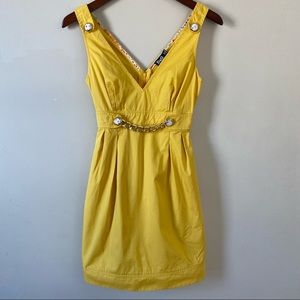 Vintage 90s Y2K Dolce & Gabbana 100% Cotton Yellow Retro Style Mini Dress